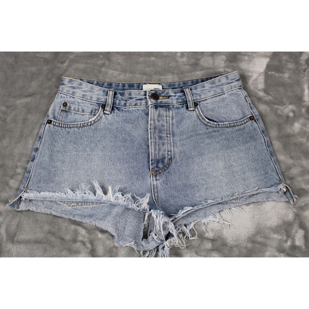 Women's Amuse Society Button Fly Cut Off Shorts Size 4/27 Blue Stonewash Color